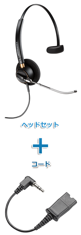 Plantronics（プラントロニクス）Poly ヘッドセット(HW510V・40845-01 携帯電話・PHS接続 3.5mm 3極プラグケーブルセット)