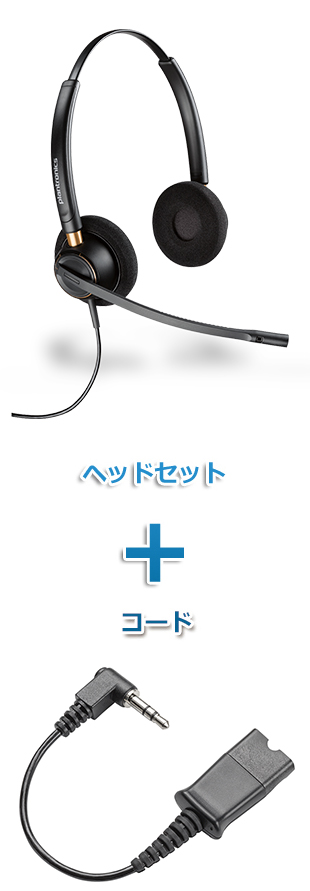 Plantronics（プラントロニクス）Poly ヘッドセット(HW520・40845-01 携帯電話・PHS接続 3.5mm 3極プラグケーブルセット)