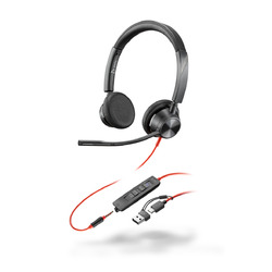 Ploly Blackwire 3325 3.5mm/USB-A/Cアダプタ付き USB-C仕様 両耳タイプ MS Teams認証モデル(8X222AA)