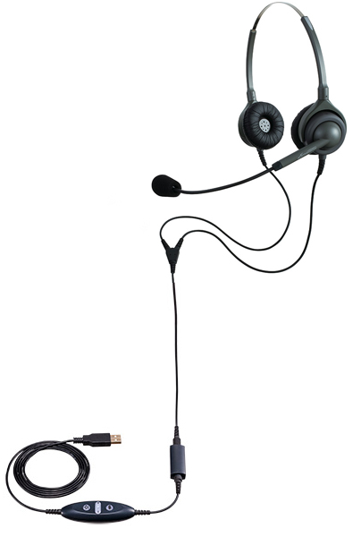 エンタープライズ製（日本製） USBヘッドセットパック両耳タイプ　ND77S接続コード（分離型）EN2-L(OG)-ND77S