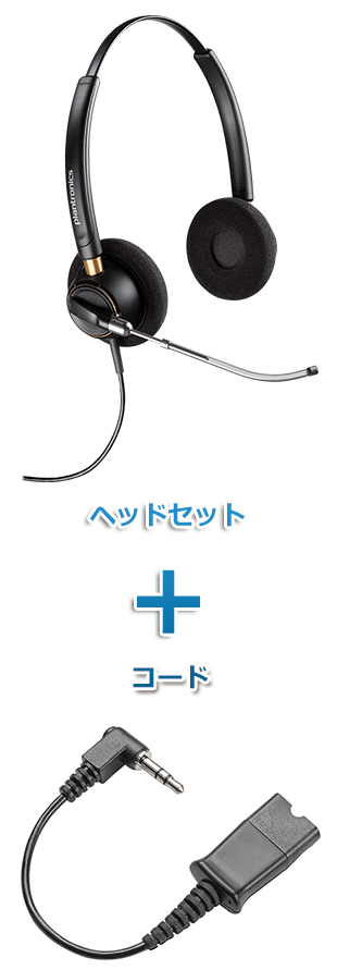 Plantronics（プラントロニクス）Poly ヘッドセット(HW520V・40845-01 携帯電話・PHS接続 3.5mm 3極プラグケーブルセット)