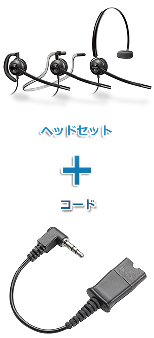 Plantronics（プラントロニクス）Poly ヘッドセット(HW540・40845-01 携帯電話・PHS接続 3.5mm 3極プラグケーブルセット)