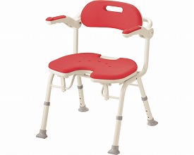 折りたたみ式 シャワーチェア 安寿　折りたたみシャワーベンチ　IU　（座面U型） / 536-332　レッド 高齢者・介護・アロン化成