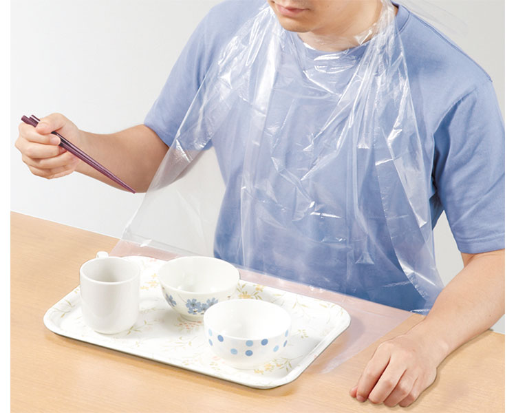 使い捨て食事用エプロンポケット付　透明 / 7３7４0　60枚入