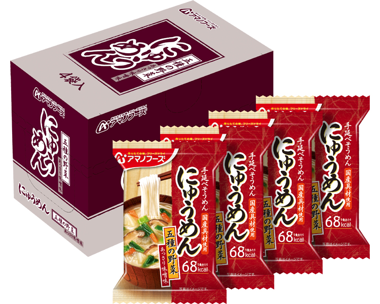 アマノフーズ　フリーズドライ　にゅうめん　五種の野菜（あっさり味噌味） / 4袋入