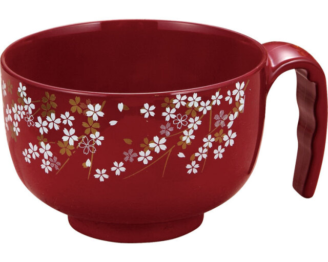 らくらく汁椀 / 71682　朱　桜