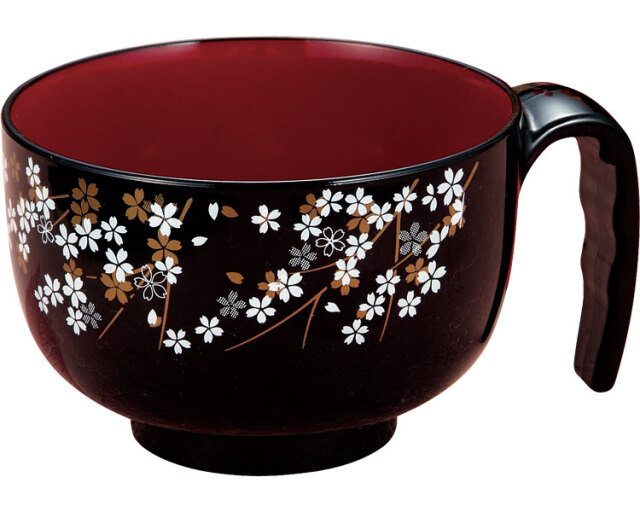 らくらく汁椀 / 71683　黒　桜