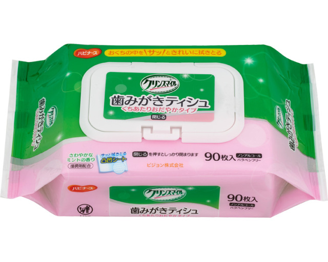 ハビナース　歯みがきティシュ　くちあたりおだやかタイプ / 1023205　90枚入