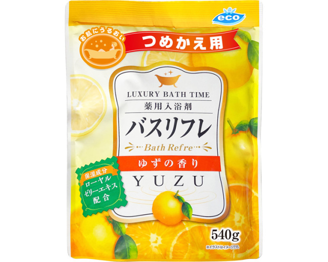 入浴剤 入浴剤 薬用入浴剤バスリフレ　つめかえ用540g / AG22772　ゆずの香り 高齢者・介護・ライオンケミカル