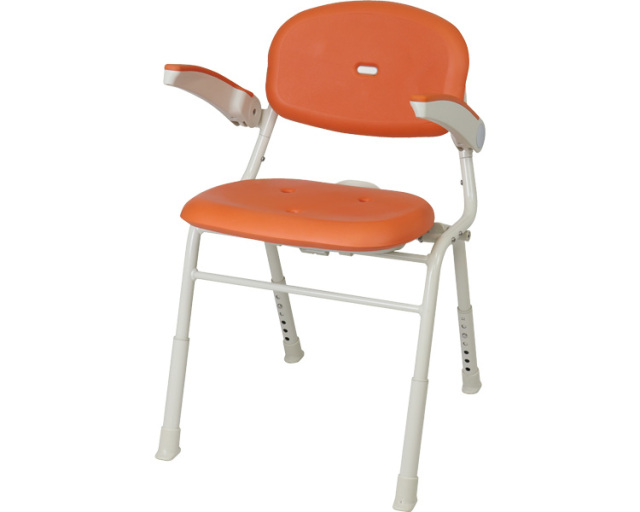 折りたたみ式 シャワーチェア ユニプラス　ミドルシャワーチェア / BSU15　レッドオレンジ 高齢者・介護・幸和製作所