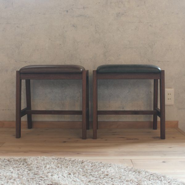 レザースツール (無垢材×レザー)