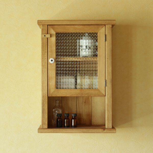 扉付きミニラック・チェッカーガラス