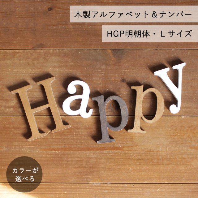 アルファベット＆ナンバーオブジェ・合板・HGP明朝体・Ｌサイズ(高さ約18cm基準)