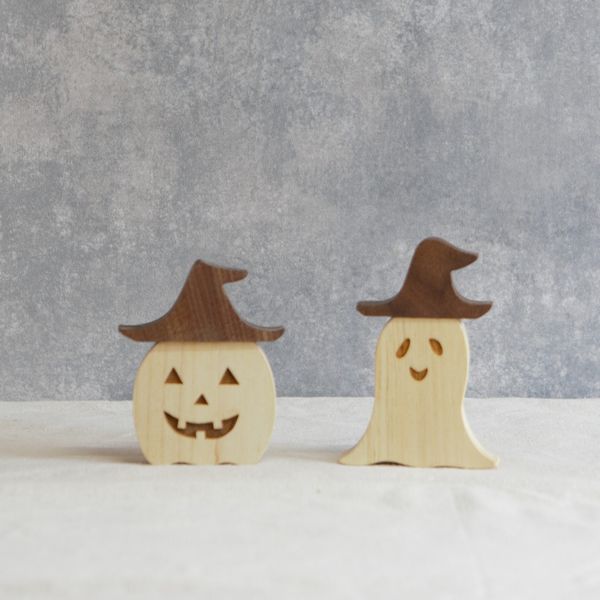 ハロウィン 魔女帽子のかぼちゃ／おばけ オブジェ