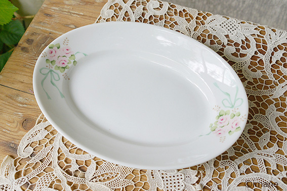 【イマン】【薔薇柄】【陶器】エマ　オーバル皿　S