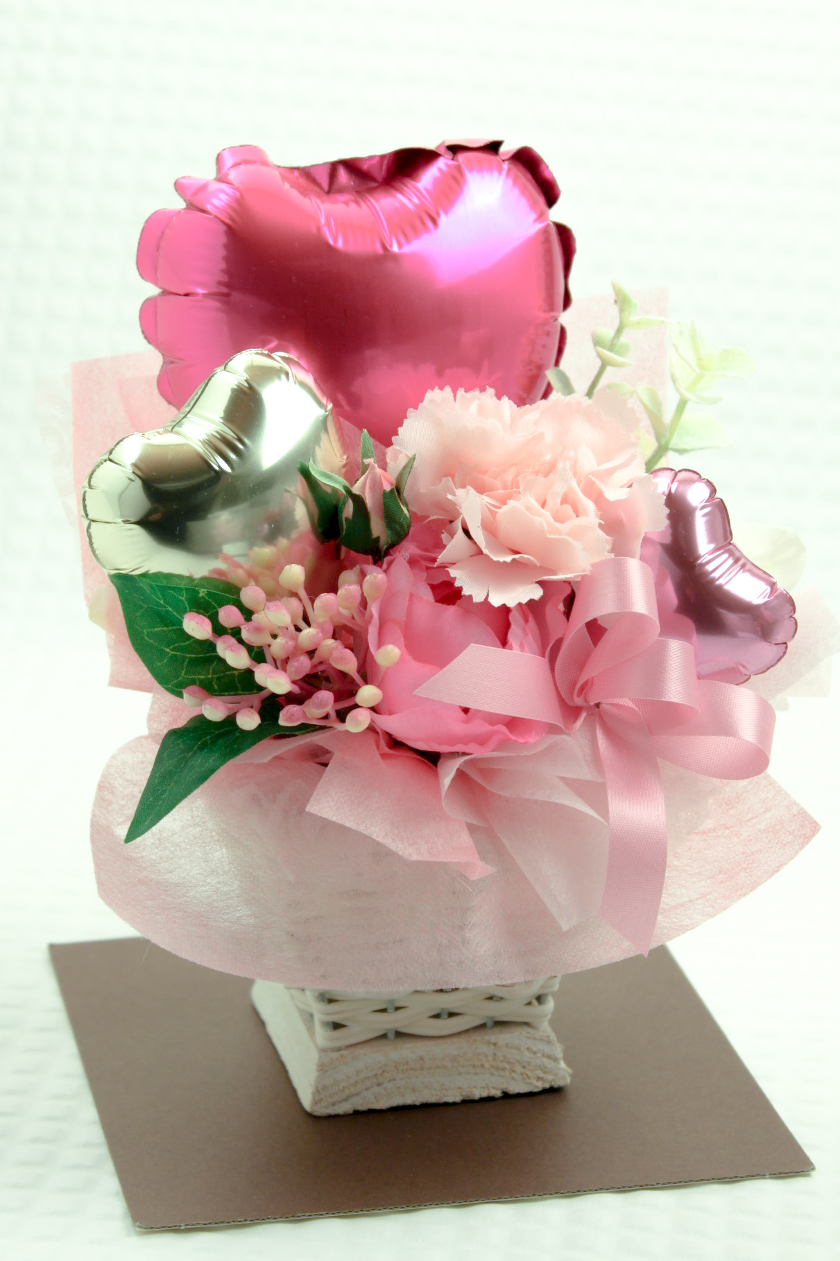 クリアケース入りタイプ　母の日バルーンギフト　「母の日バルーンアレンジタイプAノンメッセージ」 hm0041