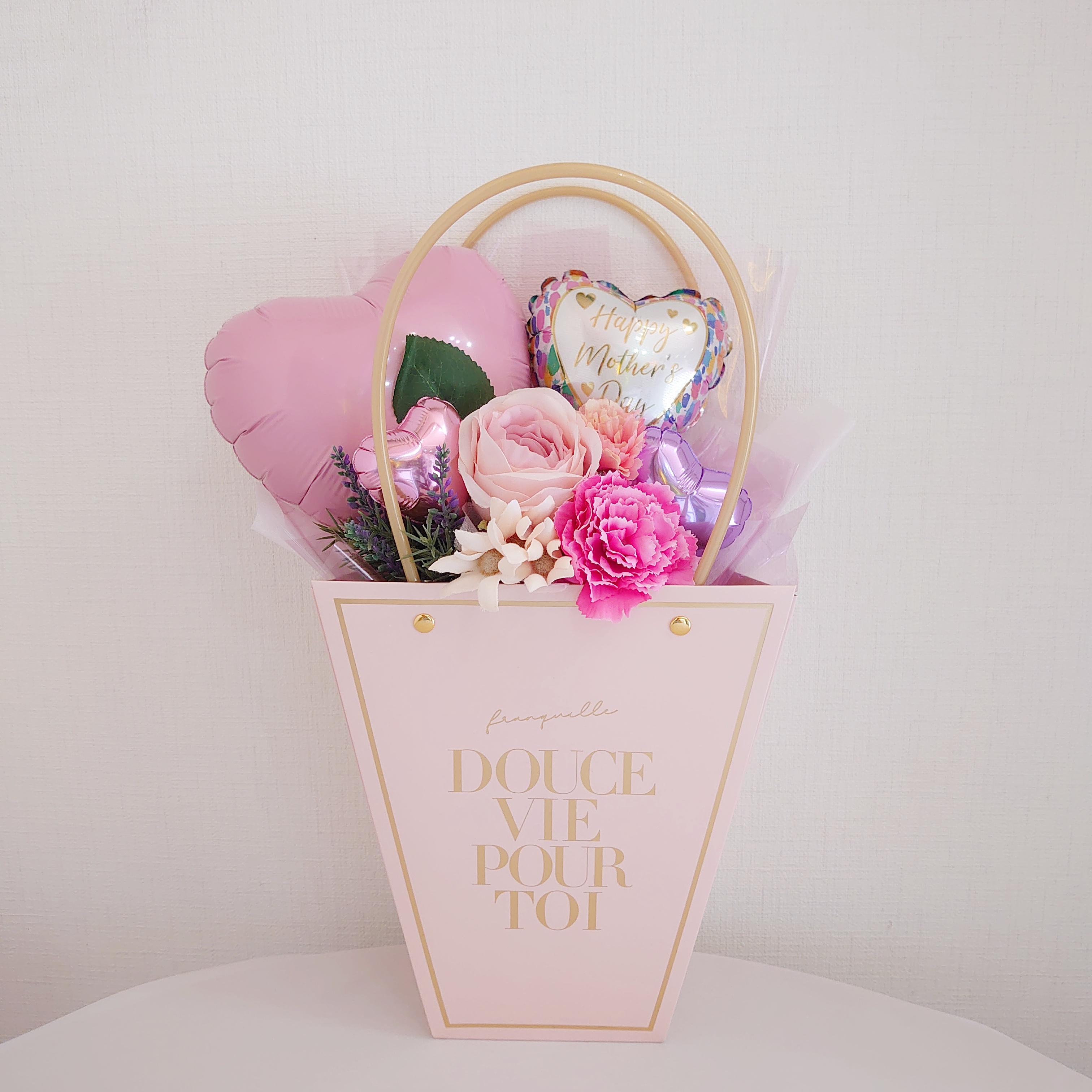 母の日バルーンギフト　ノーブルギフトバック　ピンク　「母の日ギフトバックバルーンアレンジ」 hm0049pk