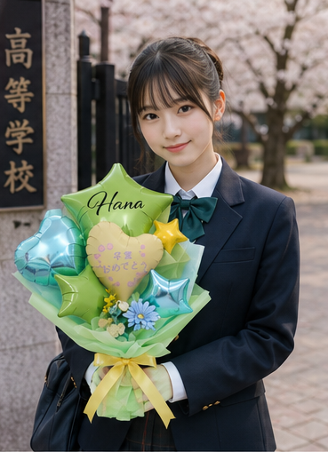 2026新作 ライムグリーン系 卒業おめでとうのプレゼント オリジナル名前入ります 選べるカラー花束タイプバルーン 「卒業おめでとう」 卒業、卒園、結婚式、発表会 花束タイプ 高さ50cm幅30cm sp0072