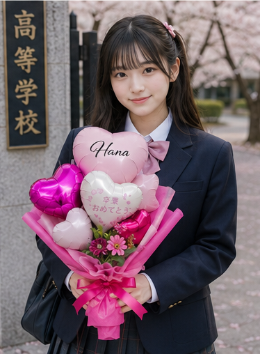 2026新作 マゼンタ系 卒業おめでとうのプレゼント オリジナル名前入ります 選べるカラー花束タイプバルーン 「卒業おめでとう」 卒業、卒園、結婚式、発表会 花束タイプ 高さ50cm幅30cm sp0076