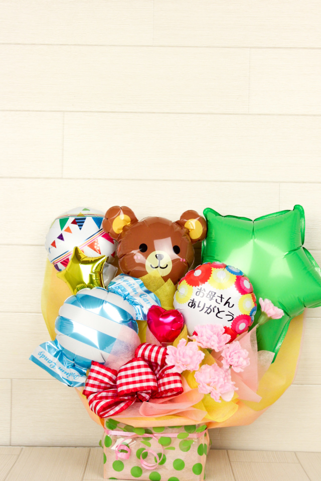 かわいいママへ　カジュアルな母の日バルーンアレンジタイプ　「お母さんありがとうアレンジ」 hm0022