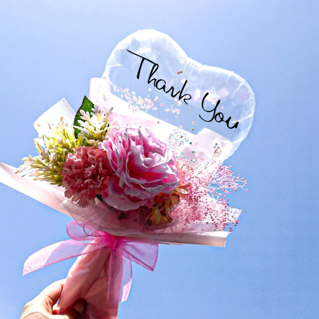 kawaiiママ　ハートコンフェティシリーズ　母の日花束タイプピンク　「シュガーピンク　ママ束　バルーンギフト」 hm0049