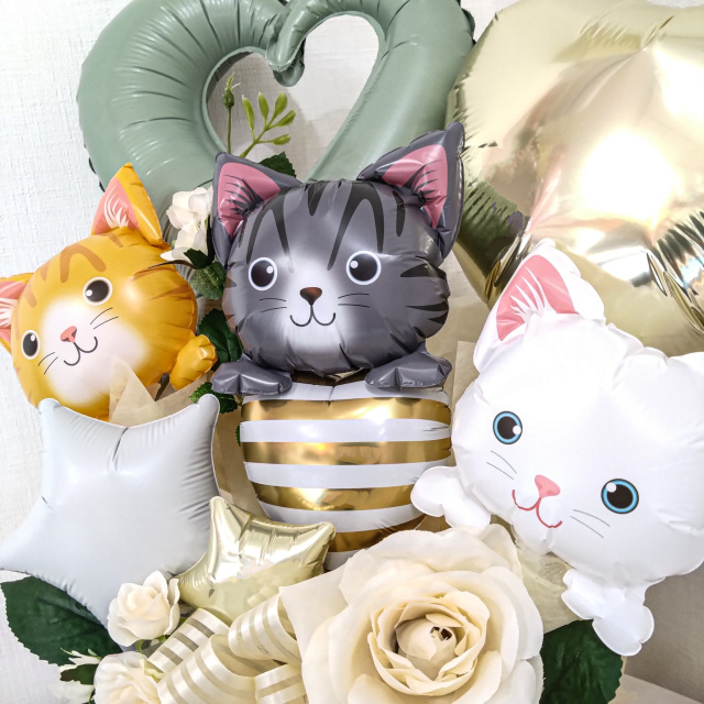 ナチュラルカラー ネコ猫catねこバルーンアレンジ オリジナル