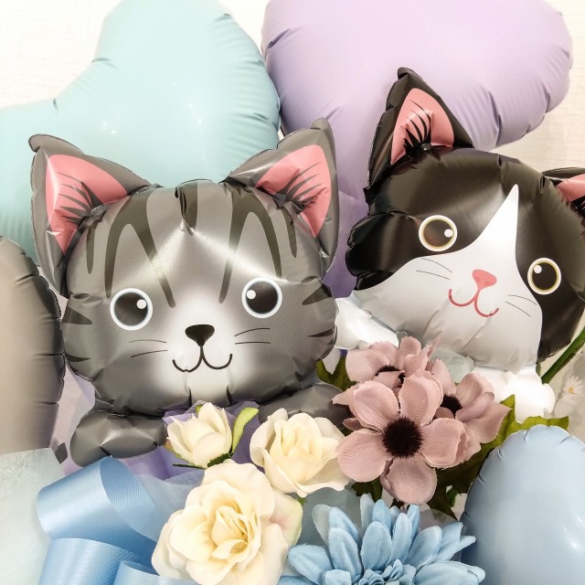 2匹は仲良しアレンジ ネコ猫catねこバルーンアレンジ オリジナル