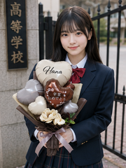 2026新作　ブラウン系　卒業おめでとうのプレゼント　オリジナル名前入ります　選べるカラー花束タイプバルーン　「卒業おめでとう」　卒業、卒園、結婚式、発表会　花束タイプ　高さ50cm幅30cm　 sp0071