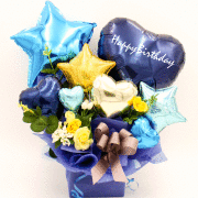 カッコイイ青系　バルーンアレンジ　男の人向け誕生日プレゼント　　誕生日、開店祝い、周年祝いなどに人気です 　 bd0080