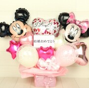 結婚式バルーン電報　バルーンアレンジ「ミッキー&ミニー、ウェディングアレンジ」 wdm002