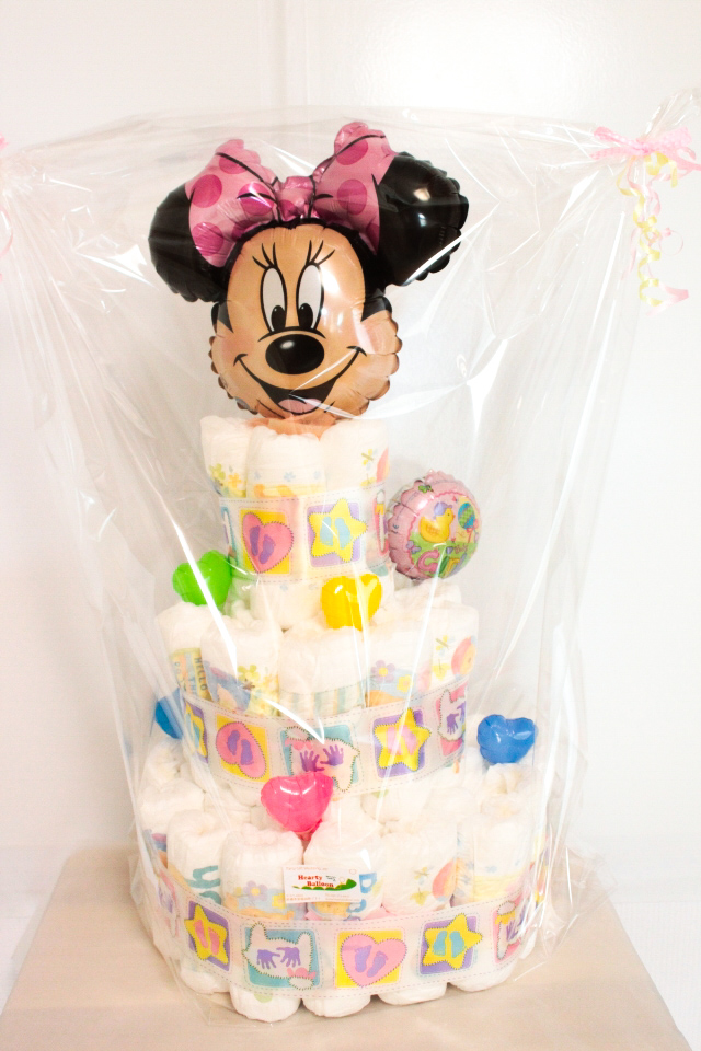 出産祝い　おむつけーき「オムツケーキ3段ミニーちゃん」 nb009