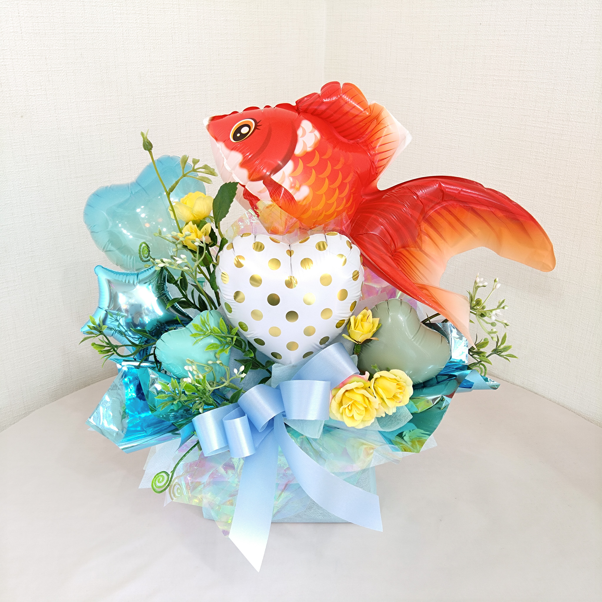 バルーンアートアクアリウム 夏ギフト金魚琉金　　誕生日、開店祝い、周年祝いなどバルーン電報に人気です 　 sm0022