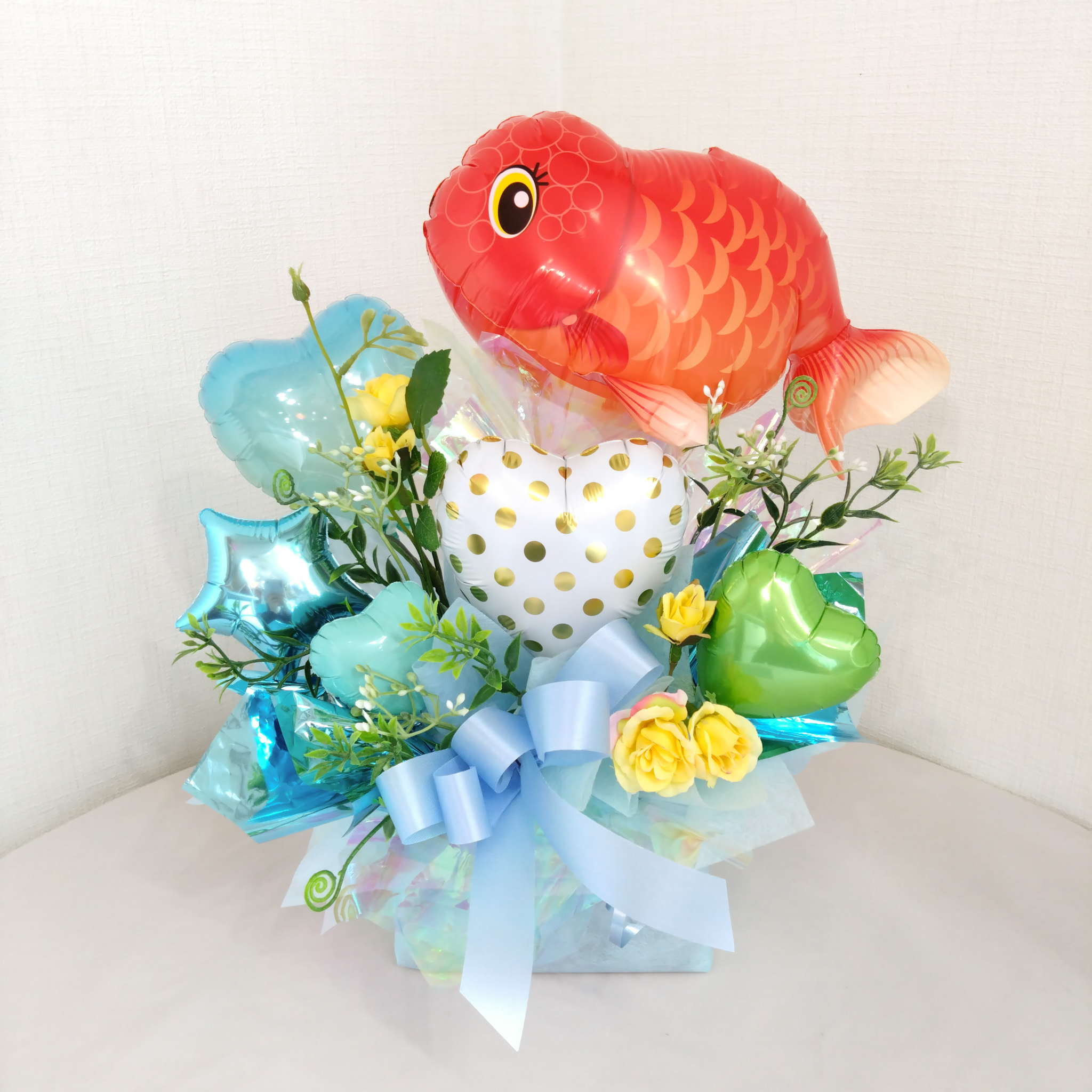 バルーンアートアクアリウム 夏ギフト金魚らんちゅう　　誕生日、開店祝い、周年祝いなどバルーン電報に人気です 　 sm0025