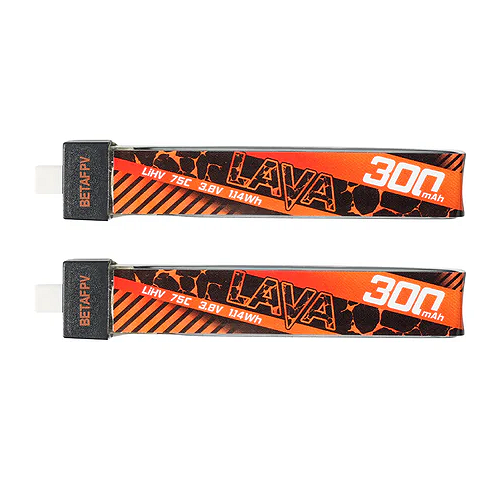 Meteor65に最適！　BETAFPV LAVA 1セル 300mAh 75C HVリポバッテリー（BT2.0コネクター）※2個セット