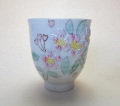 【中国茶具】桜浮彫手描き彩色茶杯
