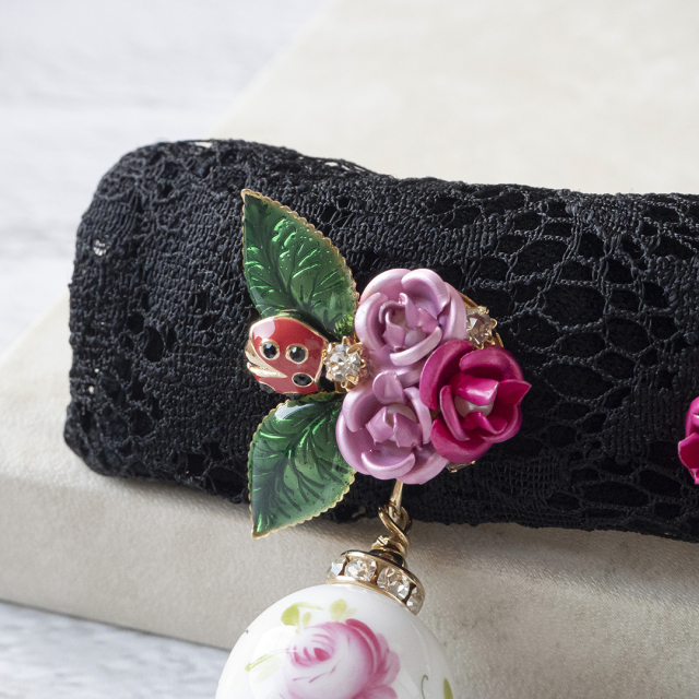 ヘレンド×LUSTROL ACCESSORY] イヤリング ウィーンの薔薇