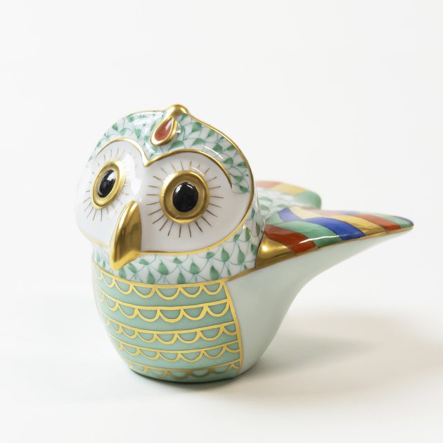 お値下げ☆希少☆美品☆ヘレンド 世界のフクロウ ①インドのフクロウ (箱付き) 最終値下ヘレンド オウル 世界のフクロウ 箱ヒエログリフ 限定3000体