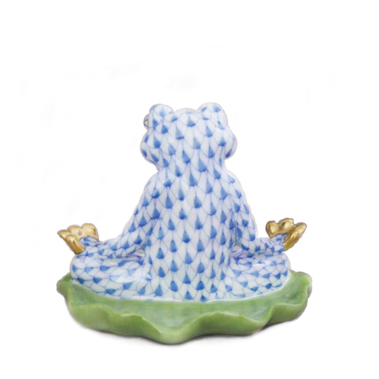 ワンダーパーク ブルー] ヨガカエル あぐらのポーズ