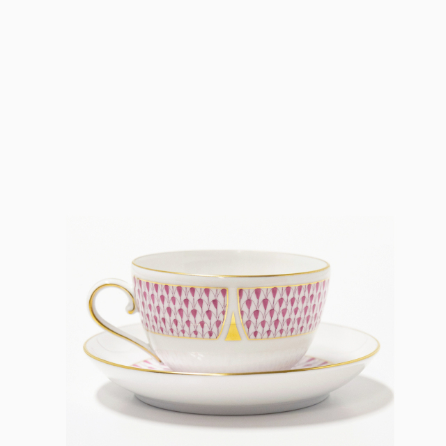 アールデコ・ピンク] プリンセスティーカップ&ソーサー