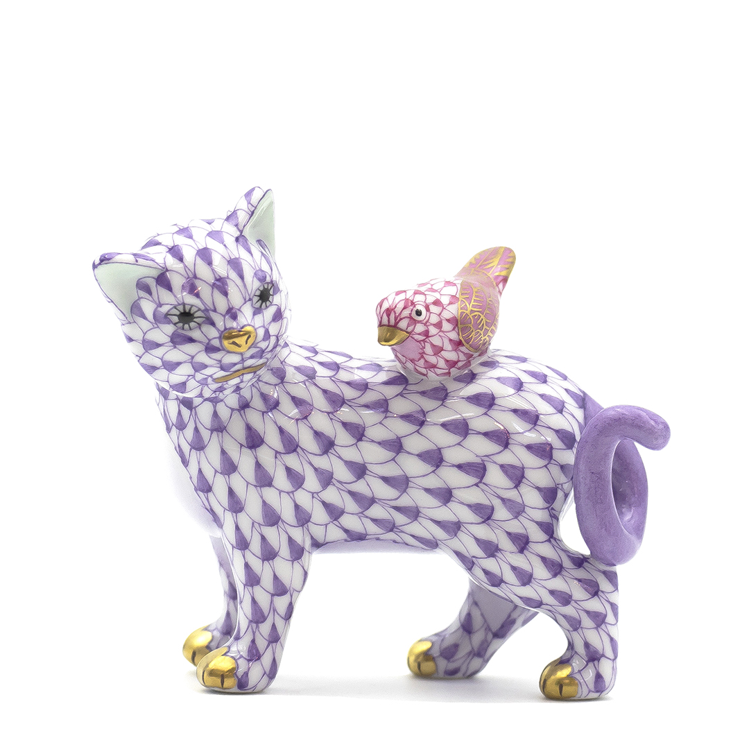 【みん】 グリーンネコ#3&ラベンダーネコ#18&ピンクネコ#31 3点 ワンダーパーク・ライラック] ネコと小鳥