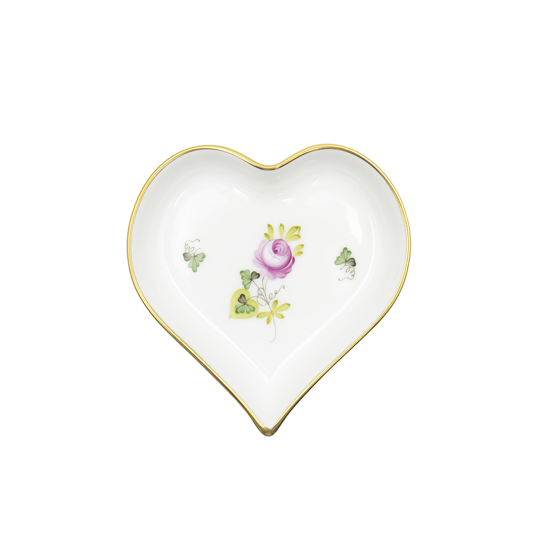 ヘレンド　ウイーンの薔薇シンプル　　　　　　ハートディッシュ ウィーンの薔薇・シンプル] ハートディッシュ