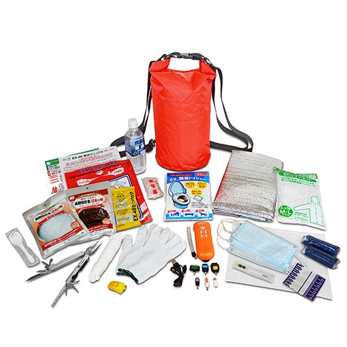 浮き具になる防水バックパック+完璧防災用品 プラス 災害対策　防災グッズ 非常用持ち出し袋