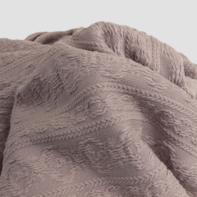 ケーブル編み広幅縄柄編みアランシャーリングニット生地