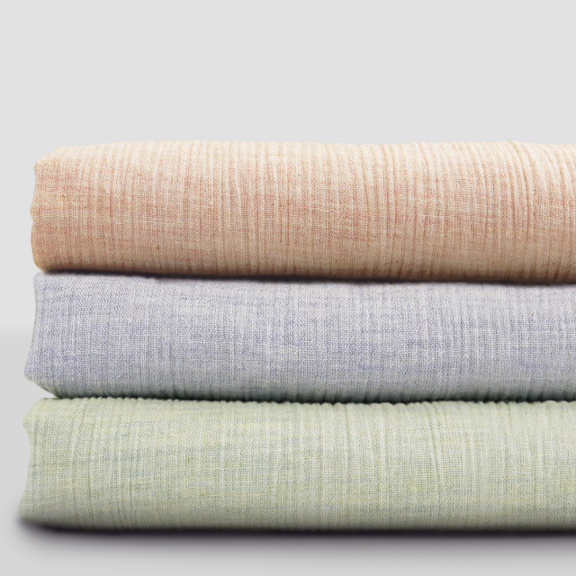 ボタニカルダイTOP杢糸高島ちぢみ縮織生地 無地