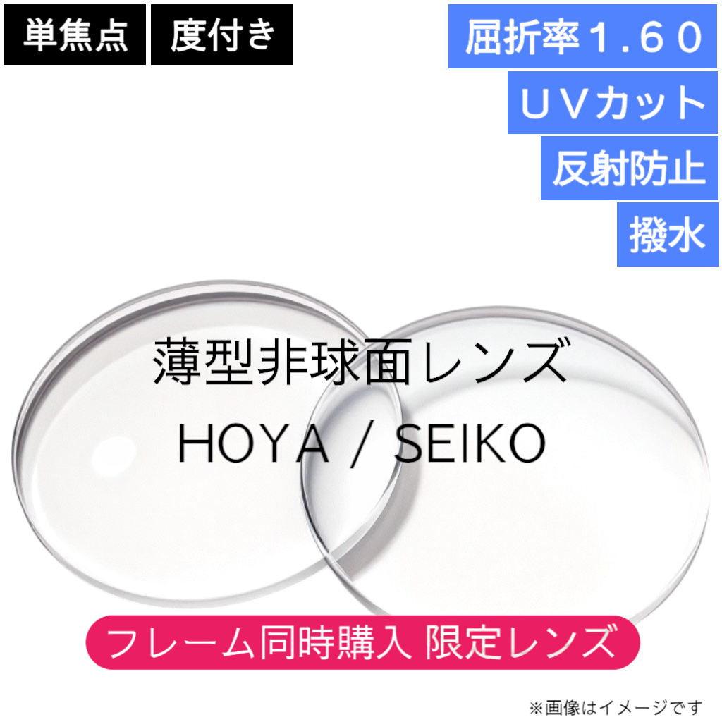 メガネ度付きレンズ｜薄型1.60単焦点非球面レンズ