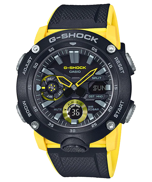 G-SHOCK GA-2000-1A9JF カシオ腕時計ブラック×イエロー｜カーボンコアガード