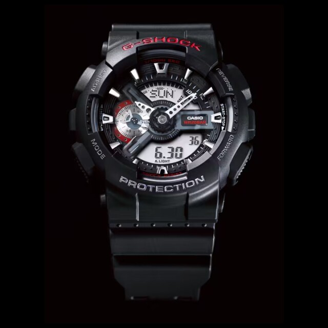 G-SHOCK GA-110-1AJF アナデジ ブラック腕時計 正面写真