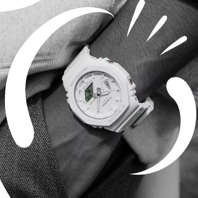 G-SHOCK GA-2100-7A7JF ワントーン ホワイト文字盤ズーム写真