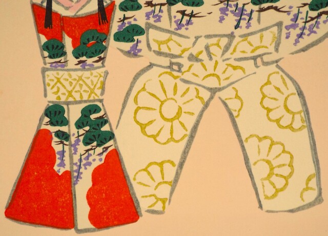 木版画 季節の色紙 おひなさま1 和紙処 東堀の紙屋