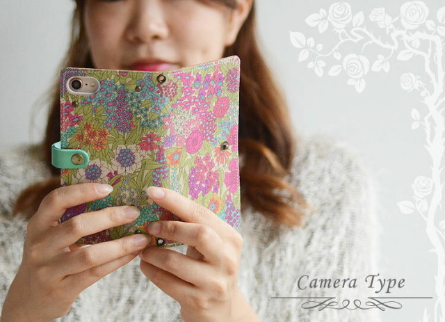 多機種対応 手帳型 かわいい 花柄 スマホケース【右開き・左利き対応】本革 【送料無料】最新機種